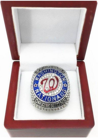 Custom Replica 2019 Washington Nationals World Champions Ring . In Wood Box