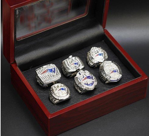 Custom Replica New England Patriots Super Bowl 6 pcs Ring set.... . In Box