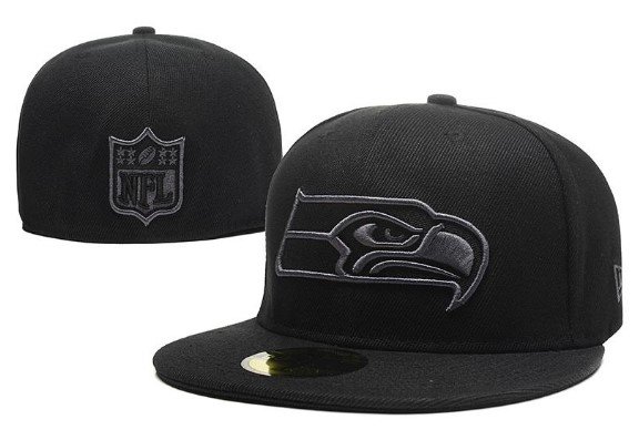 Seattle Seahawks Fitted Hat.. Seahawks ball cap. . All Black