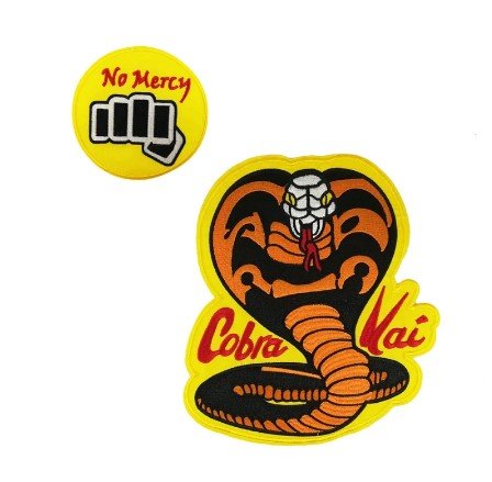 Cobra Kai patch SET Karate Kid Movie - 10" Large Cobra & 4" NO MERCY