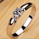 Women Silver Ring . 925 Sterling Silver Ring With Solitaire Crystal