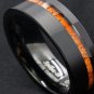 Tungsten Carbide Ring black brushed With Off Center Koa Wood. 8mm