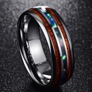 Hawaiian Koa Wood and Abalone Shell Tungsten Carbide Rings.8mm