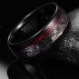 Tungsten Steel Ring Black Inlay Triple Spiral Pattern+Red Guitar String.8mm