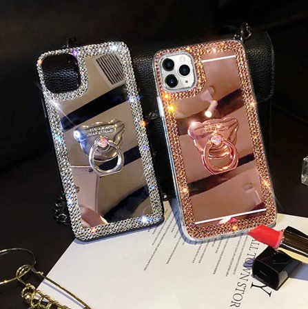 IPhone Case Glitter Bling Mirror Diamond Case w/ Ring