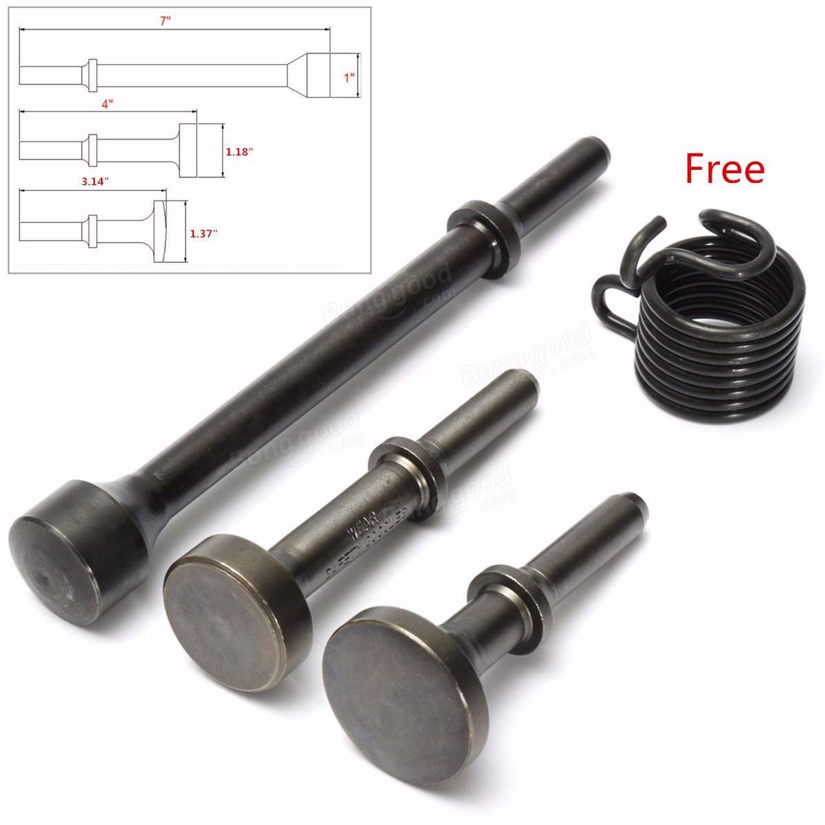 3pcs Smoothing Pneumatic Air Hammer Pneumatic Bit Set With Spring