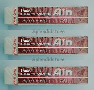 Pentel Hi-Polymer Red Ain Plastic Soft eraser ZETS07 Dust stick together 3 pcs