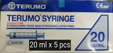 Syringe 20 ml x 5 pcs Sterile Non-Toxic Non-pyrogenic Latex-free No needle
