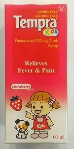 Tempra Kids Paracetamol 120 mg/5 ml Syrup Aspirin /  Alcohol Free Relieve fever