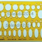 Oval ellipse transparent big size plastic template ruler 69 size 25 35 45 60 deg