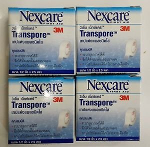 3M nexcare first-aid  transpore clear plastic tape 0.5 inch x 2.5 yard 4 pcs