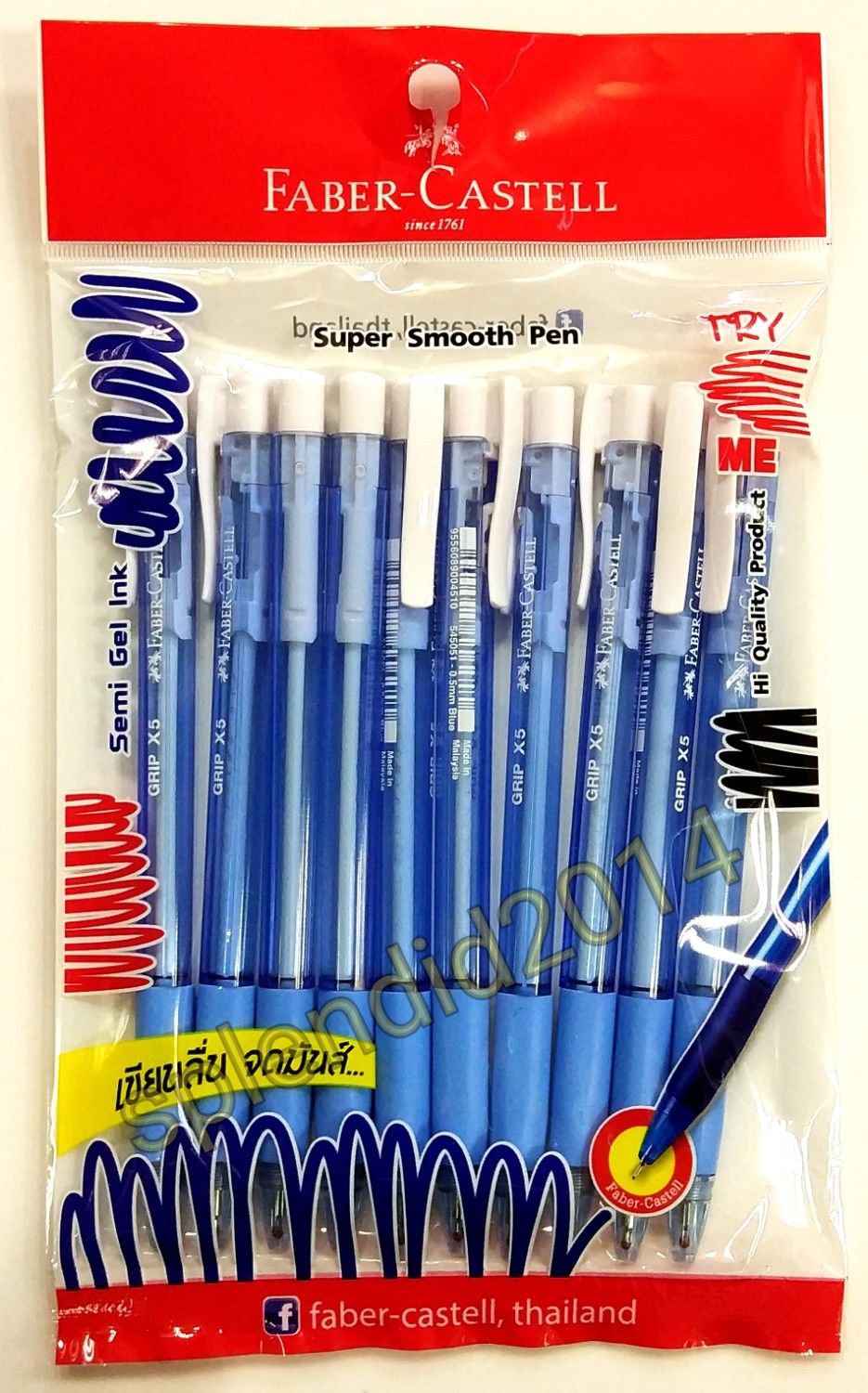 FaberCastell grip x5 Retractable ballpoint blue ink pen 0.5 mm tip 10 pieces