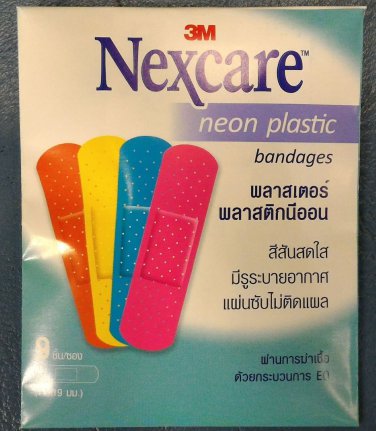 Nexcare Neon color Hypoallergenic Plastic Adhesive Bandage Plaster 5 pack 45 pcs