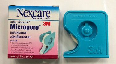 Nexcare 3M Micropore First aid Gentle paper tape with dispenser 0.5 inch x 5.5 y