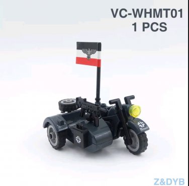 German Army Motorcycle War Military Battle car Block Minifigure Collectible