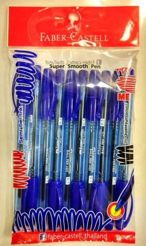 FABER-CASTELL 1423 NEW 10 PENS CLIP BLUE INK ,BARREL BALL POINT PEN 0.5mm.