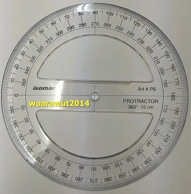 Isomars Full circle Plastic transparent protractor diameter 15 cm 360 degree