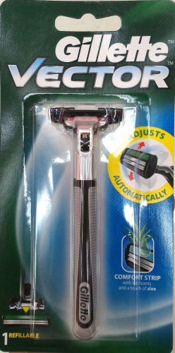 Gillette Vector Razor Twin Blade Pivoting Head  with Aloe lubricating strip