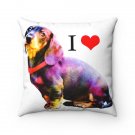 TeesCloset Dachshund Spun Polyester Square Pillow 18x18 inches