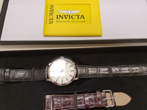 Invicta Men's 'Specialty' Quartz Stainless Steel and Leather Casual Watch, Color