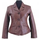 Billy Austins Ladies Fashion 3 Button Brown Leather Coat- Size Small thru 4X