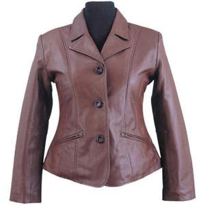 Billy Austins Ladies Fashion 3 Button Brown Leather Coat- Size Small thru 4X