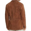 Barr Mens Fashion 3 Button Brown Suede Coat- Size Small thru 4X