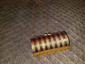 Unique Vintage Gold Purse*Clutch*Handbag Evening Deco/Funky Retro