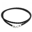 Bling Jewelry 3mm Black Braided Leather Cord Chain Necklace Silver Plated 16in