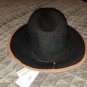 Collection XIIX WOMEN BLACK BROWN WOOL SLUBBY PIPED PANAMA HAT ONE SIZE