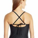 adidas Women's Mesh Adjustable Tankini, Black, 8