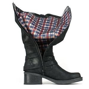 White Mountain Gypsum Women Round Toe Canvas Knee High Boot Black 6 1/2