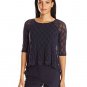 Only Hearts Women's Stretch Lace Raglan Boat Neck Lined, Navy, Small