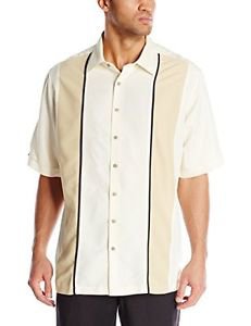 Cubavera Men's Big-Tall Short Sleeve Twill Piped Panel Shirt with Insert