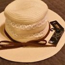 D&Y Women's Paper Braided Hat with Crochet Detail, Natural, One Size