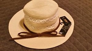 D&Y Women's Paper Braided Hat with Crochet Detail, Natural, One Size