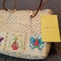 QVC Quacker Factory CRUISE Woven Straw Purse Tote Dragonfly Butterflies Ladybug