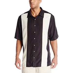 Cubavera Men's Big-Tall Short Sleeve Twill Piped Panel Shirt with Insert, 3XL