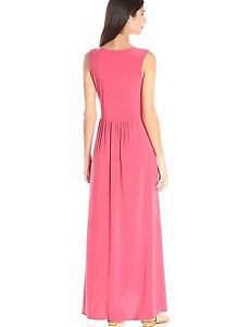 Star Vixen Women's Sleeveless Surplice Tulip Skirt Empire Band Maxi Dress, Coral