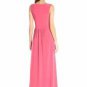Star Vixen Women's Sleeveless Surplice Tulip Skirt Empire Band Maxi Dress, Coral