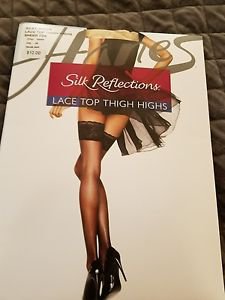 Women's Lingerie Hanes Silk Reflections Lace Top Thigh Highs - Travel Bluff
