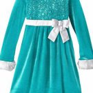 Bonnie Jean Little Girls' Sequin Bodice Santa Dress, Aqua, Size 5
