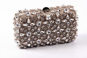 Rodo ladies handbag B7860 601 018 - Clutch One Size Bronze Fabric with Swarovski