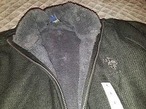 U.S. Polo Assn. Men's Reverse Jersey Full Lined Sweater Jacket, Black, Large