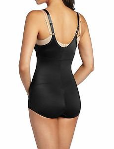 Heavenly Shapewear Women's Wear Your Own Bra Zip Front Bodysuit, Black, Large