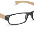Peepers Men's Visionary Rectangular Reading Glasses,Black/Bamboo,+1.25