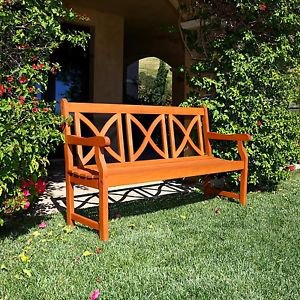 5-Foot Outdoor Eucalyptus Wood Bench X-Back Design