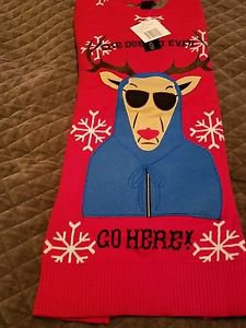 Alex Stevens Men's She Doesn't Even Go Here Ugly Christmas Sweater Red Large