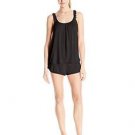 Betsey Johnson Women's Rayon Knit and Satin Short Set, Raven Black, Large