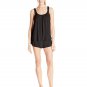 Betsey Johnson Women's Rayon Knit and Satin Short Set, Raven Black, Large